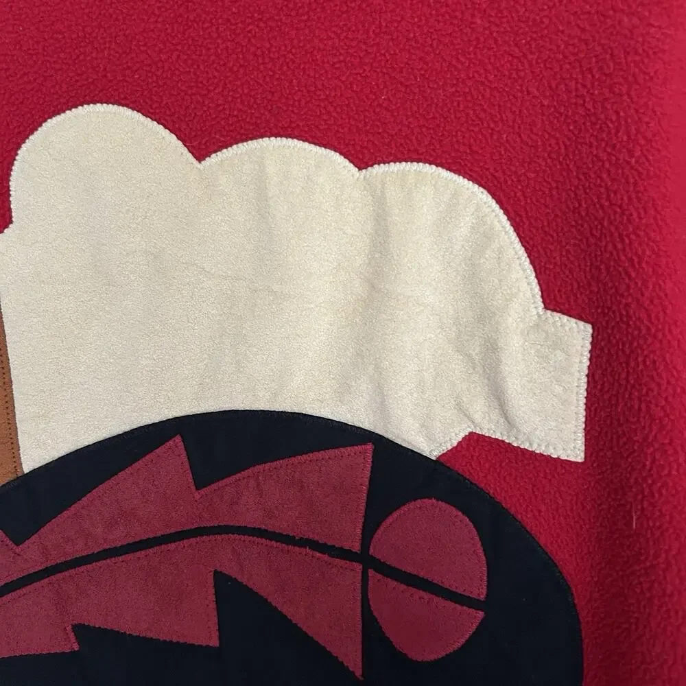 Vintage ARWA Southwestern Bear Art Fleece Jacket USA Full Zip Red Medium 90s